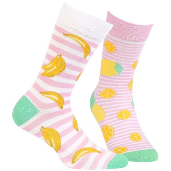 Moderní ponožky klasické - různý vzor v páru > varianta CITRON a BANÁNY > 39-42