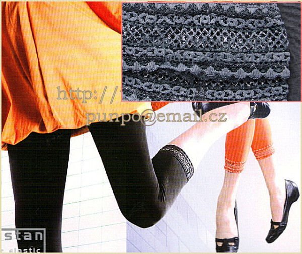 Legíny - POLOSILNÉ - zakončení krajkou s podílem bavlny > varianta GREY > 4 (40, 42, 44, M-L, L)