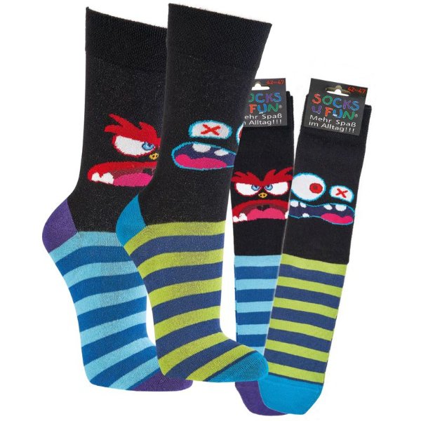 Moderní ponožky klasické - MONSTER vzor > varianta ČERNÁ > 36-40