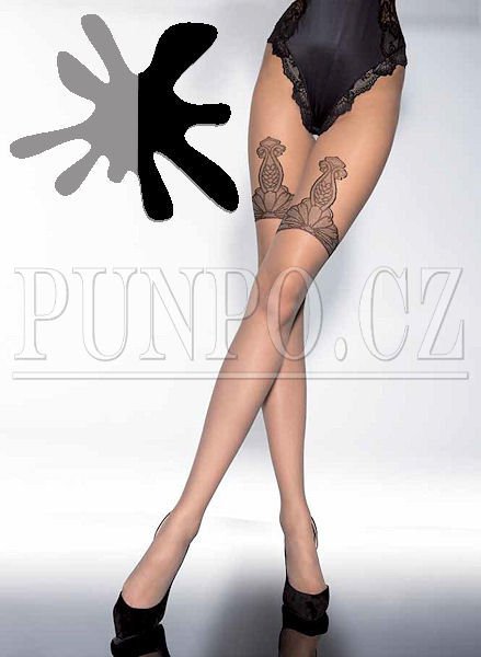 PUNČOCHÁČE dámské MIKROVLÁKNO - EFEKT > varianta GREY (krajka černá) > 4 (40, 42, 44, M-L, L)