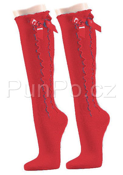 Dámské - dívčí bavlněné PODKOLENKY 3D efekt > varianta RED > 35-38