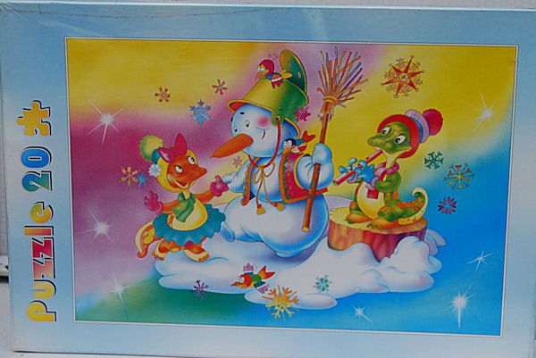 PUZZLE pucle pazl skládačka > varianta SNĚHULÁK
