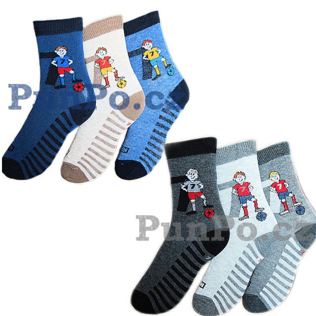 Klasické ponožky - 3 páry > varianta M O D R Á mix > 23-25