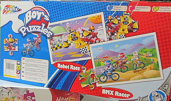 PUZZLE pucle pazl skládačka > varianta ROBOT RACE + BMX RACER