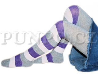 Klasické punčocháče > varianta Š E D Á pruh (fialová, růžová) > 92-98