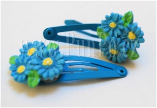 dívčí SPONA - SPONKA - 3D efekt květiny > varianta AZURO > 3 cm