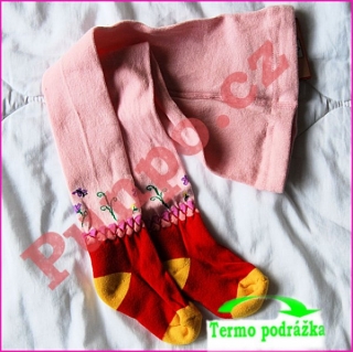 Klasické PUNČOCHÁČE - FROTÉ chodidlo > varianta R Ů Ž O V Á světla - motýl > 74-80