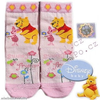 dětské licenční ponožky - Medvídek Pú > varianta RŮŽOVÁ > 17-19