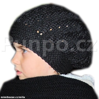 Dětská čepice - zimní  BARET > varianta ČERNÁ > vel. 7 - 10 let