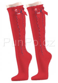 Dámské - dívčí bavlněné PODKOLENKY 3D efekt > varianta RED > 39-42