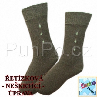 Pánské ponožky - volný lem - NEŠKRTÍ > varianta KHAKI > 48-49