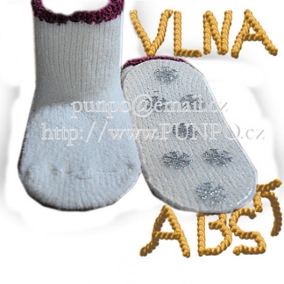 TERMO ponožky s podrážkou a VLNA merino > varianta Hnědá (lem dívčí) > 32-38